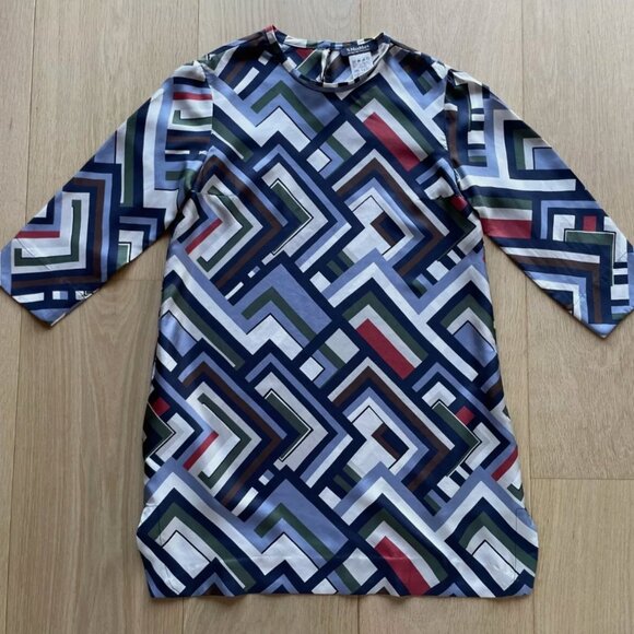 Simply adorable! Flowy silk geometric print minidress by 'S Max Mara. It. 36 - Picture 2 of 7